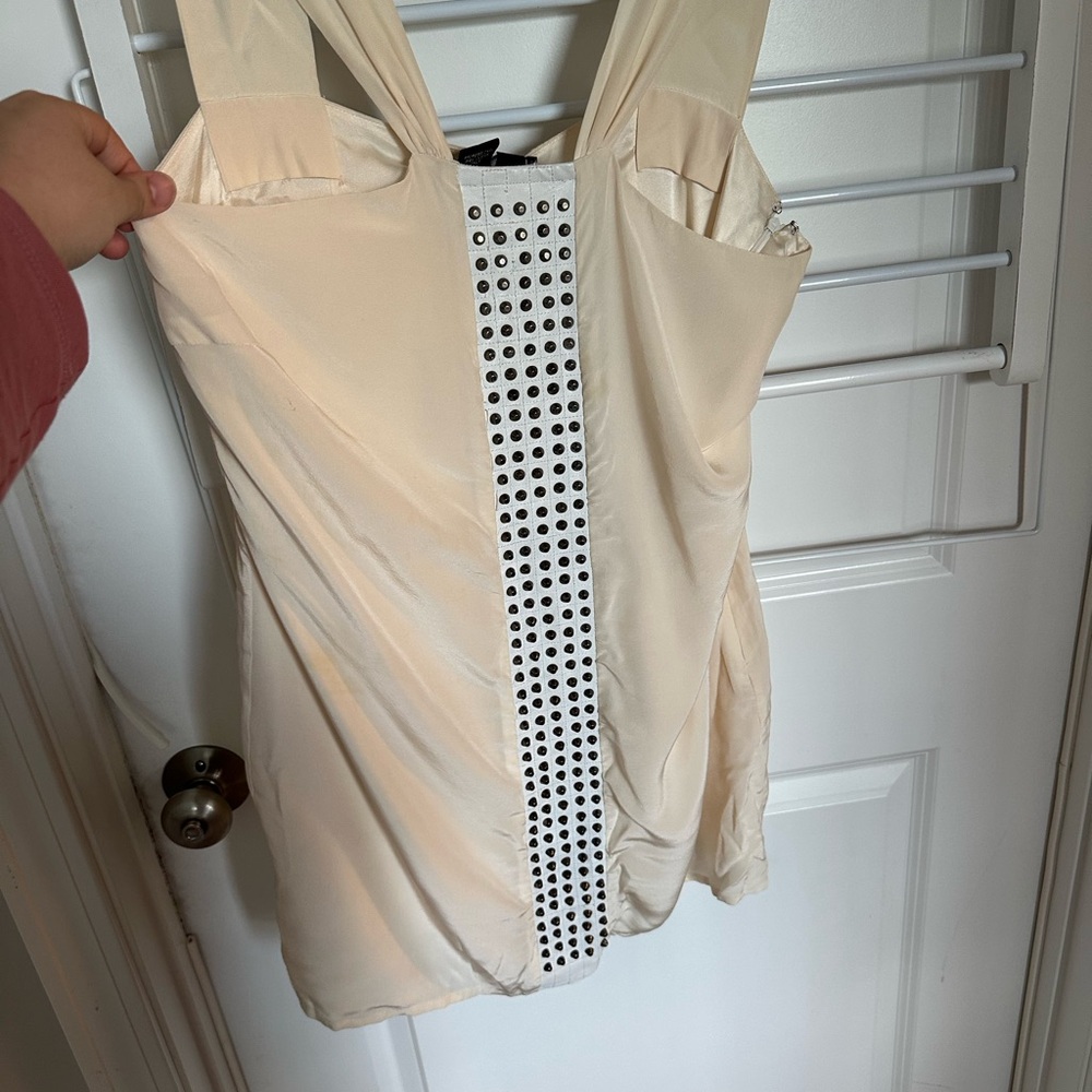 Sheri Bodell Cream Mini Dress with Silver Accents